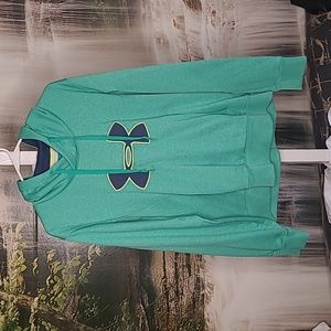 Under Armour Womens XL semi fitted Cold Gear green sweatshirt hoodie